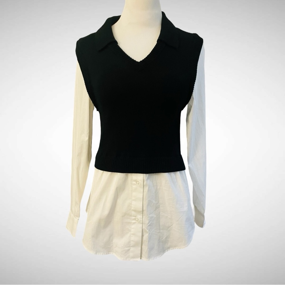 New! PISTOLA SOFIA V-NECK COLLARED VEST ATTACHED SHIRT SIZE SMALL - Picture 4 of 14
